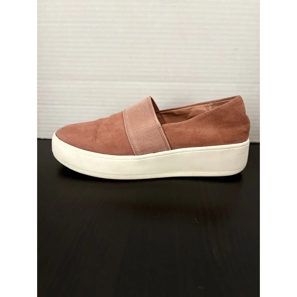 Steve Madden‎ Womens Heidi Platform Sneakers 6.5 Blush Pink Faux Suede Slip On